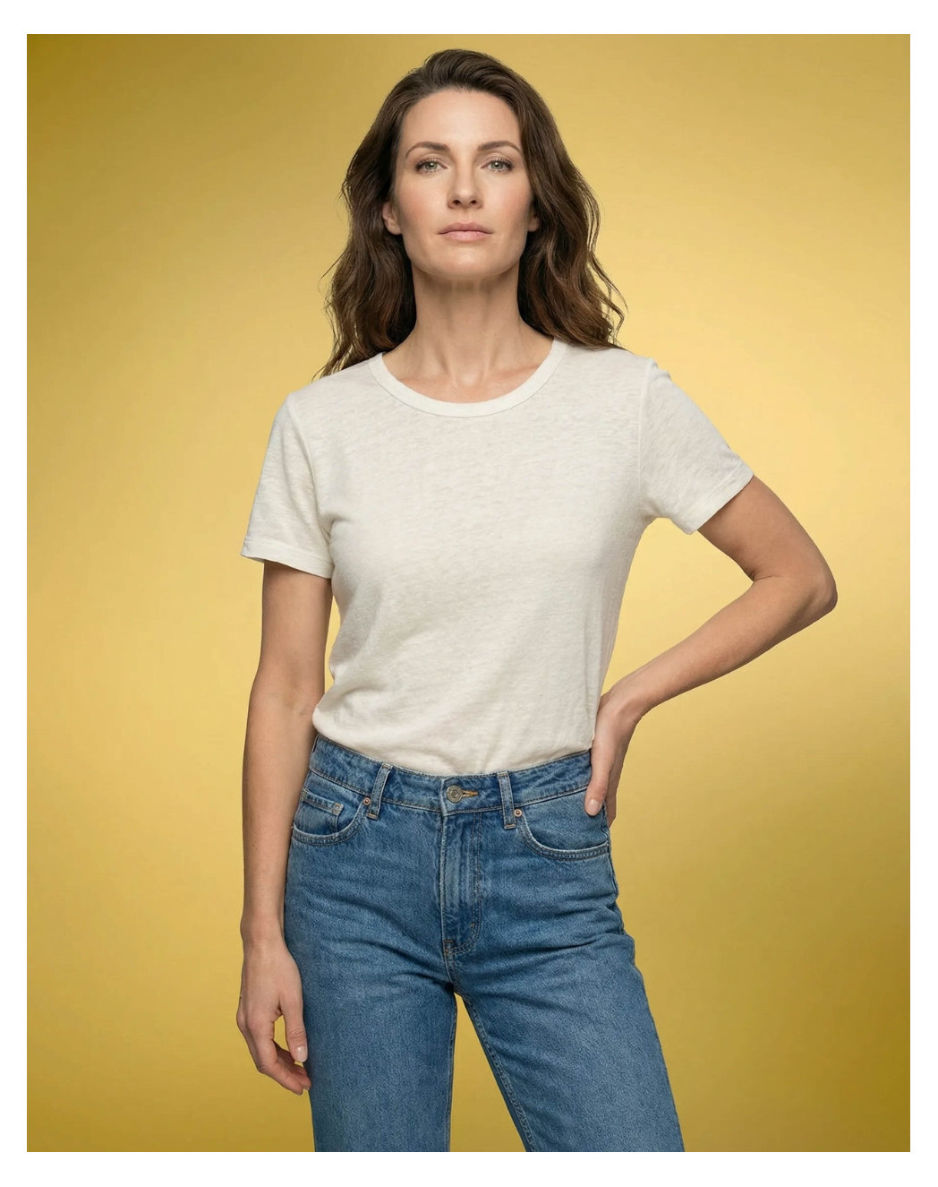 t shirt femme 100 lin ecru Maison Lemahieu - T-shirt femme 100% Lin - Ecru – 2XL