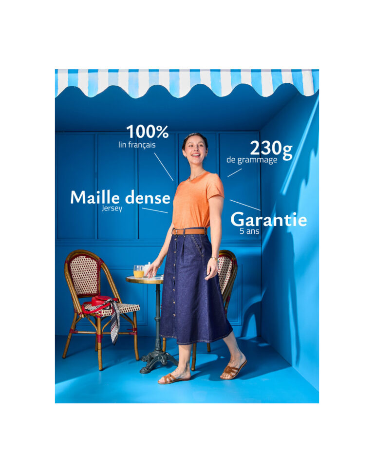 Maison Lemahieu - T-shirt femme 100% Lin - Orange Mandarine – 2XL