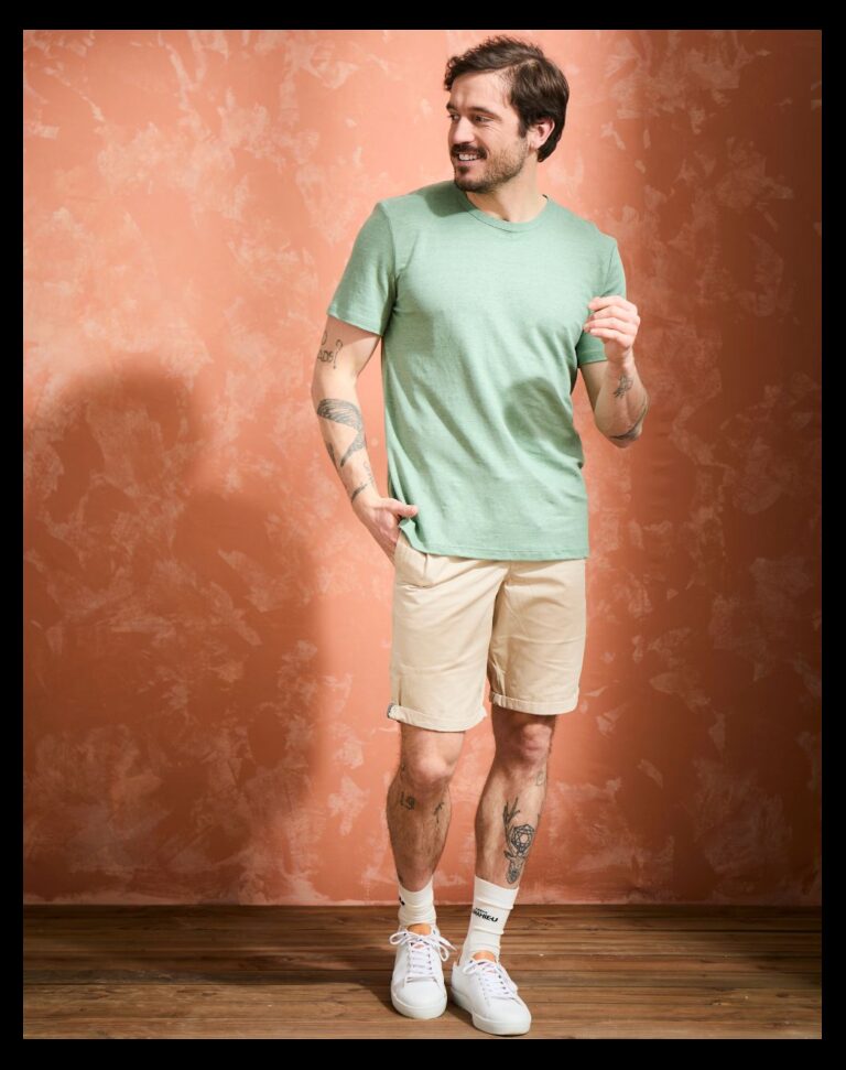 t shirt homme 100 lin sauge Sauge