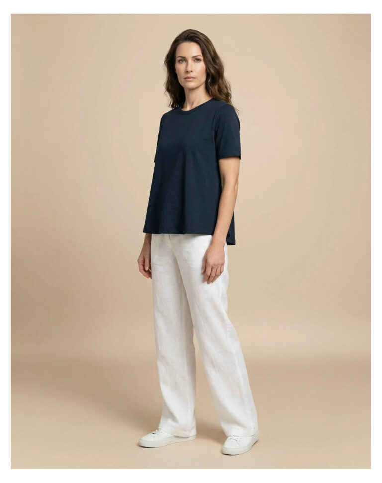 Maison Lemahieu - T-shirt trapèze lin/coton - Marine – S
