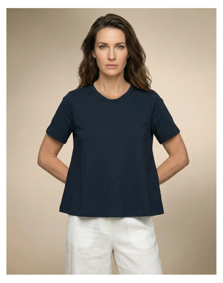 Maison Lemahieu - T-shirt trapèze lin/coton - Marine – S