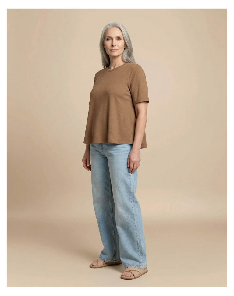 Maison Lemahieu - T-shirt trapèze lin/coton - Marron noisette – 2XL
