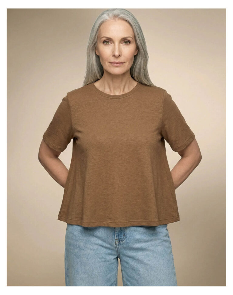 Maison Lemahieu - T-shirt trapèze lin/coton - Marron noisette – 2XL