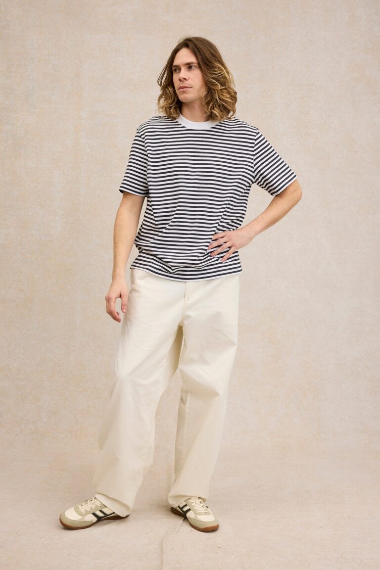 Le Minor - T-shirt Andy rayé marine – XL