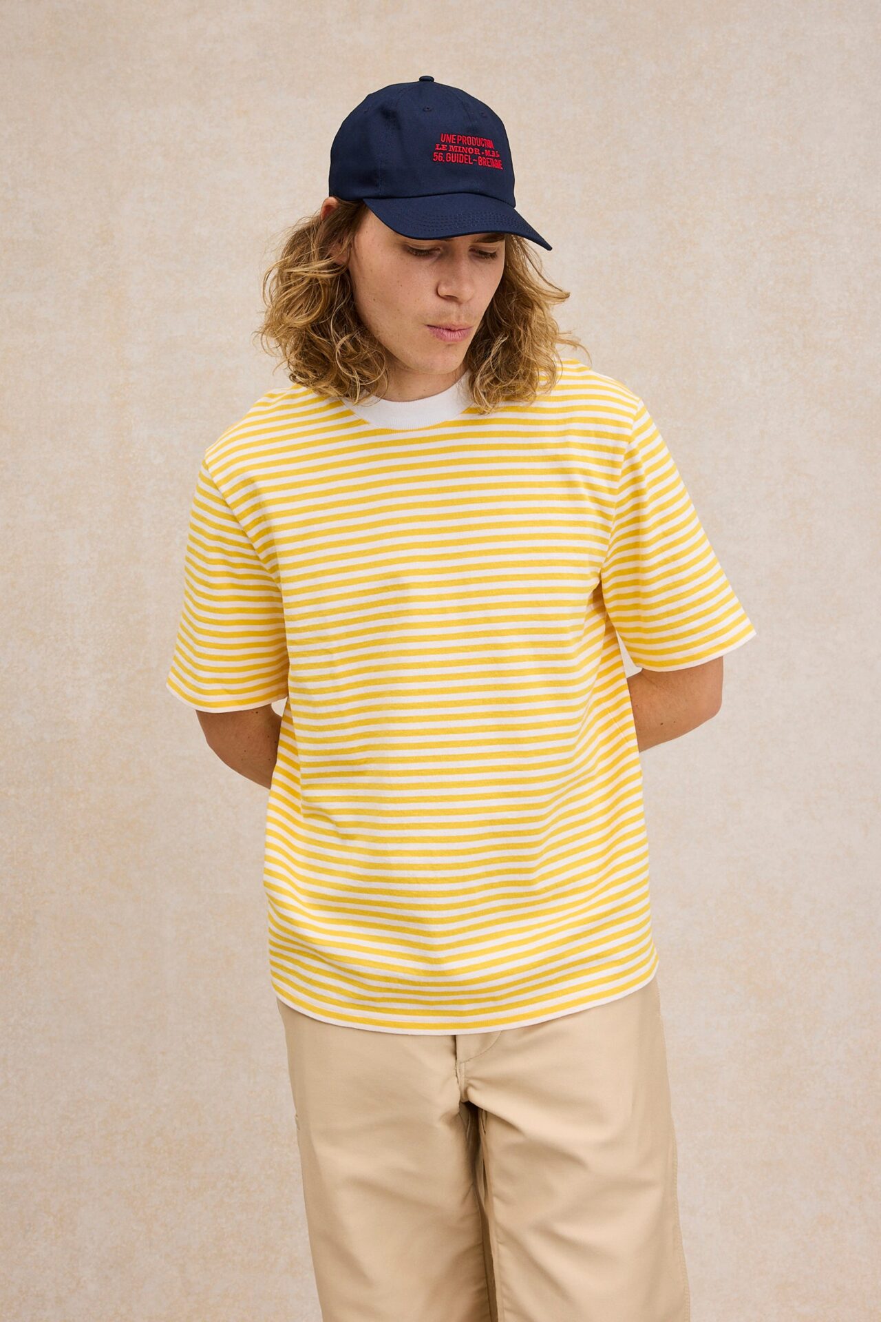 Le Minor - T-shirt Andy rayé jaune – XXL