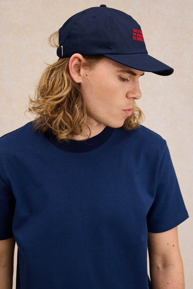 Le Minor - T-shirt en coton épais bleu marine pour homme – XXL