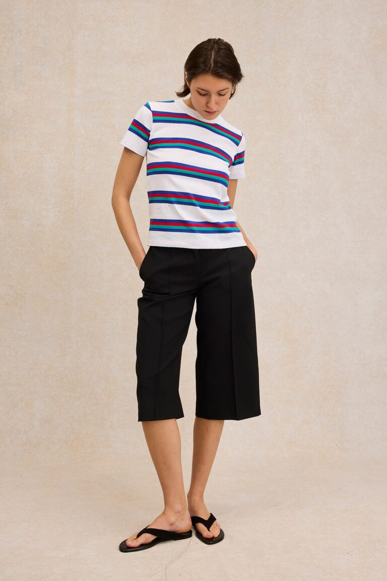Le Minor - T-shirt Vic rayé blanc – L