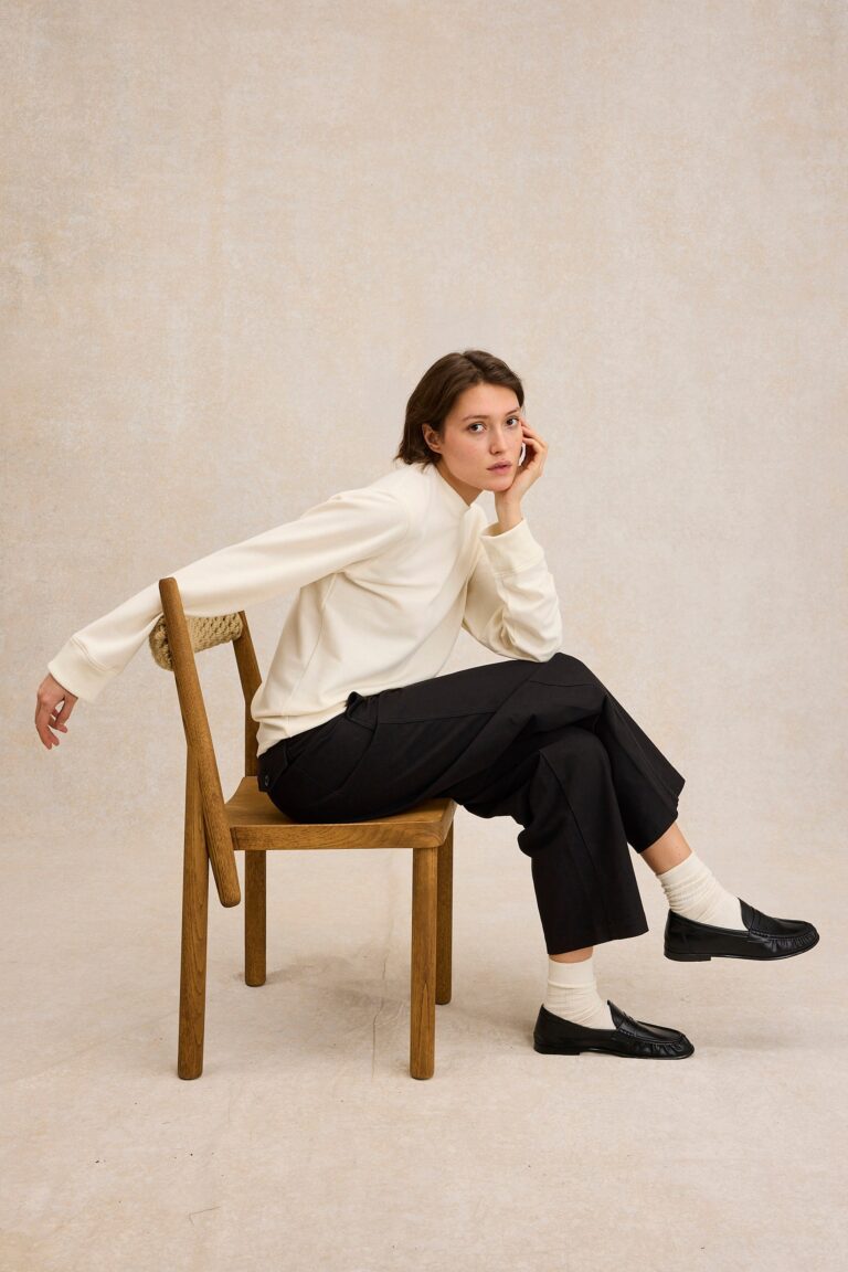 Le Minor - T-shirt écru en maille Rachel à manches longues pour femme – XXL