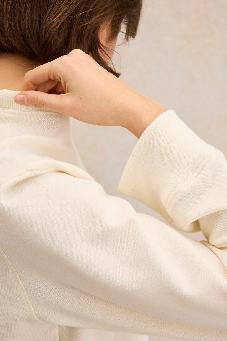 Le Minor - T-shirt écru en maille Rachel à manches longues pour femme – XXL