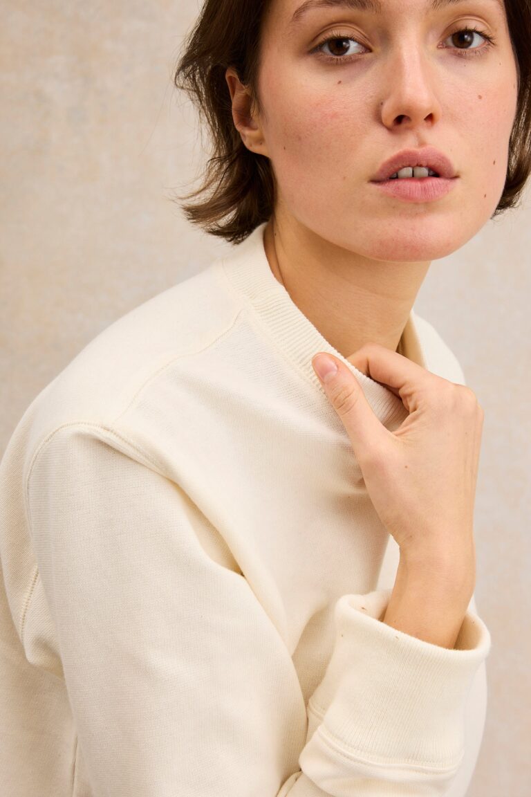 Le Minor - T-shirt écru en maille Rachel à manches longues pour femme – XXL