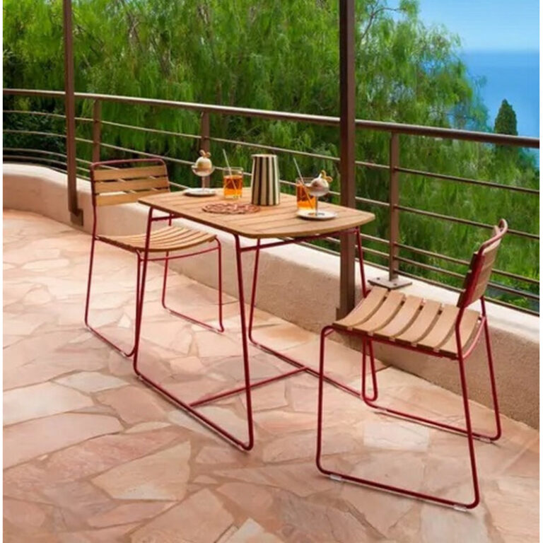 FERMOB - Table à manger FERMOB Surprising Teck 90x60cm en bois et métal - 25 coloris