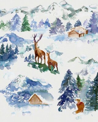 Tissu au mètre percale imprimé “Montagne” par la marque Blanc de Gérardmer Blanc de Gérardmer - Tissu au mètre percale imprimé “Montagne”