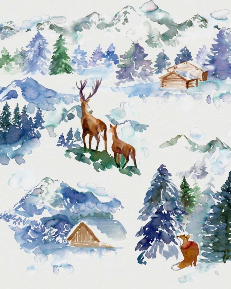 tissu au metre percale imprime montagne Blanc de Gerardmer - Tissu au mètre percale imprimé "Montagne"