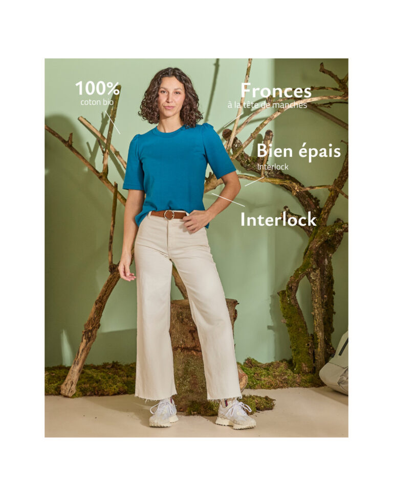 Maison Lemahieu - Top à manches 3/4 - Bleu Jade – 2XL