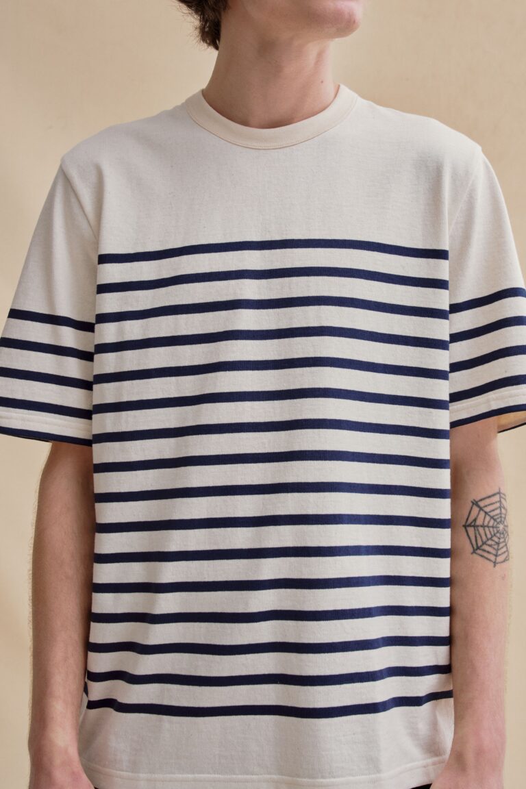 Le Minor - T-shirt marin écru et marine pour homme - rayures Marine Nationale – XXL