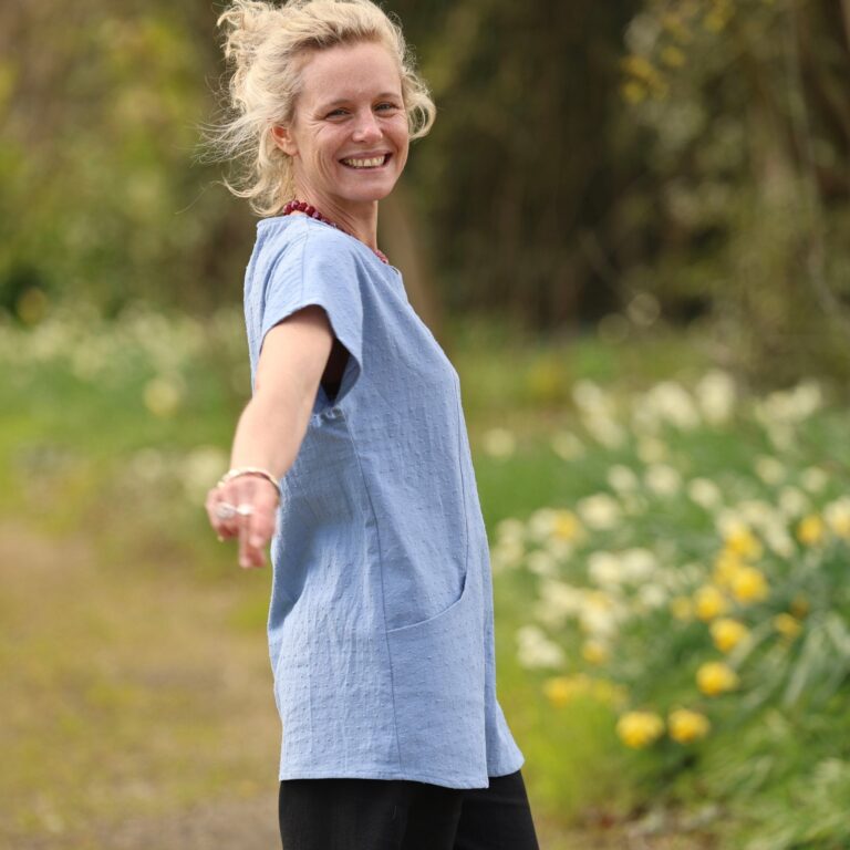 Quintessence - Tunique Elise – Coton Lavé Bleu Lavande Plumetis – XXXL
