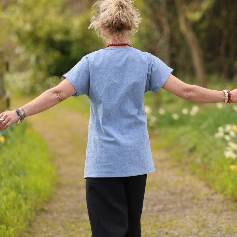 Quintessence - Tunique Elise – Coton Lavé Bleu Lavande Plumetis – XXXL