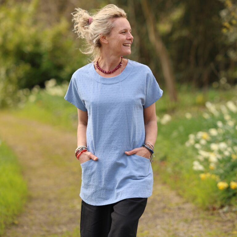 Quintessence - Tunique Elise – Coton Lavé Bleu Lavande Plumetis – XXXL