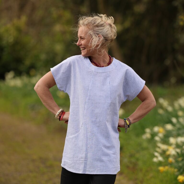 Quintessence - Tunique Elise – Coton Rayé Bleu – XXXL