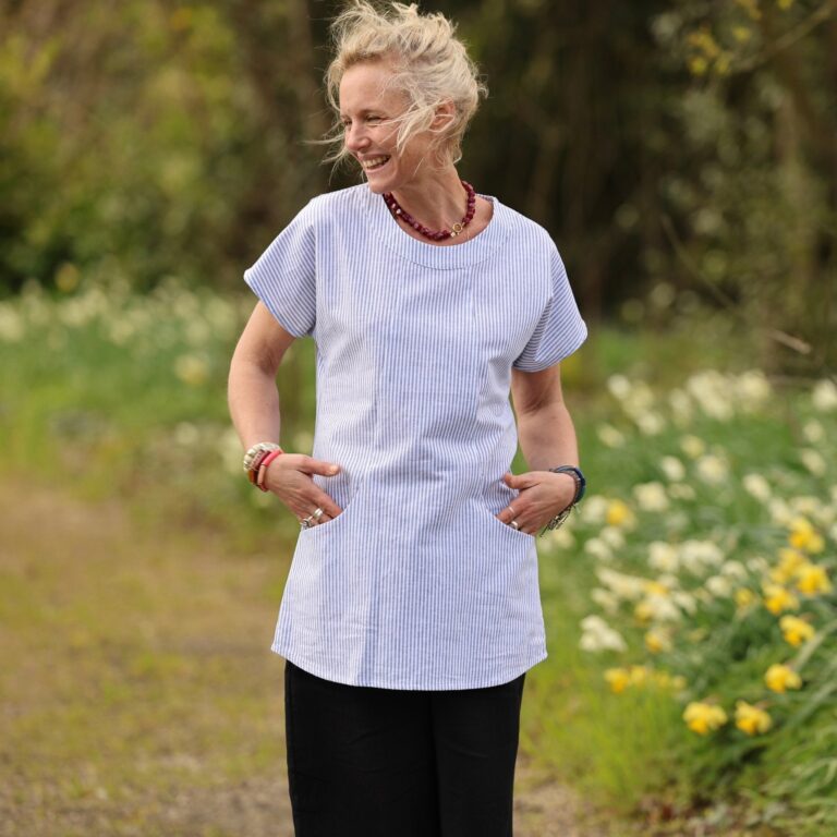 Quintessence - Tunique Elise – Coton Rayé Bleu – XXXL