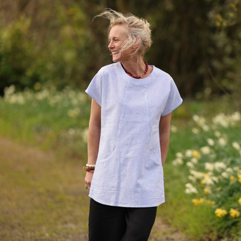Quintessence - Tunique Elise – Coton Rayé Bleu – XXXL