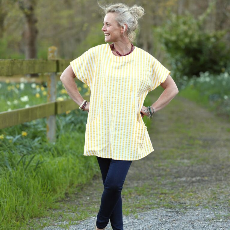 Quintessence - Tunique Elise - Coton rayures citron – XXXL