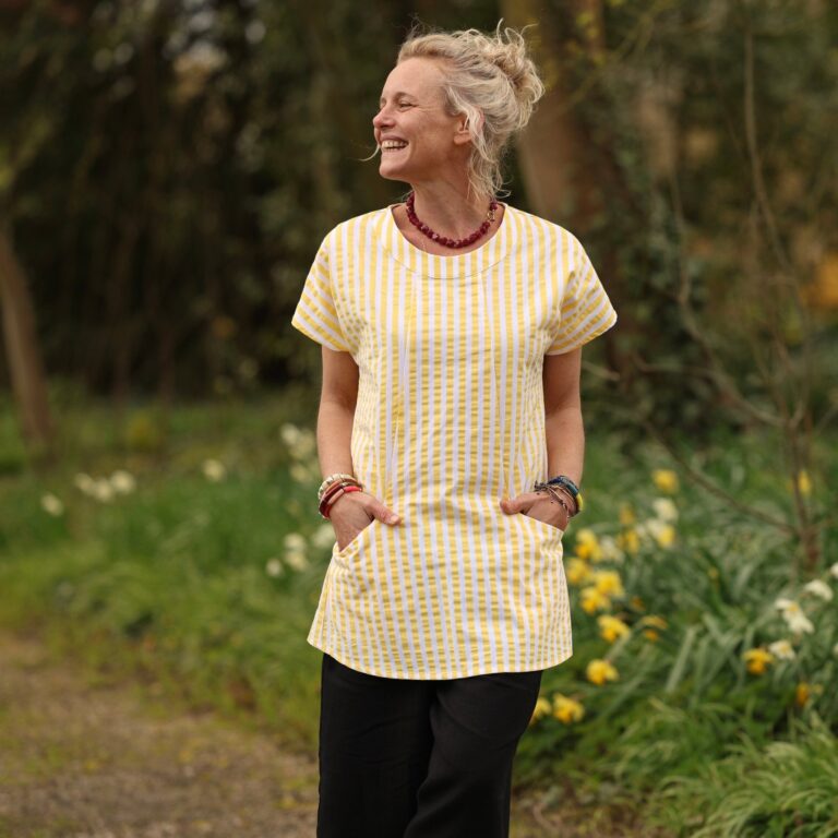 Quintessence - Tunique Elise - Coton rayures citron – XXXL