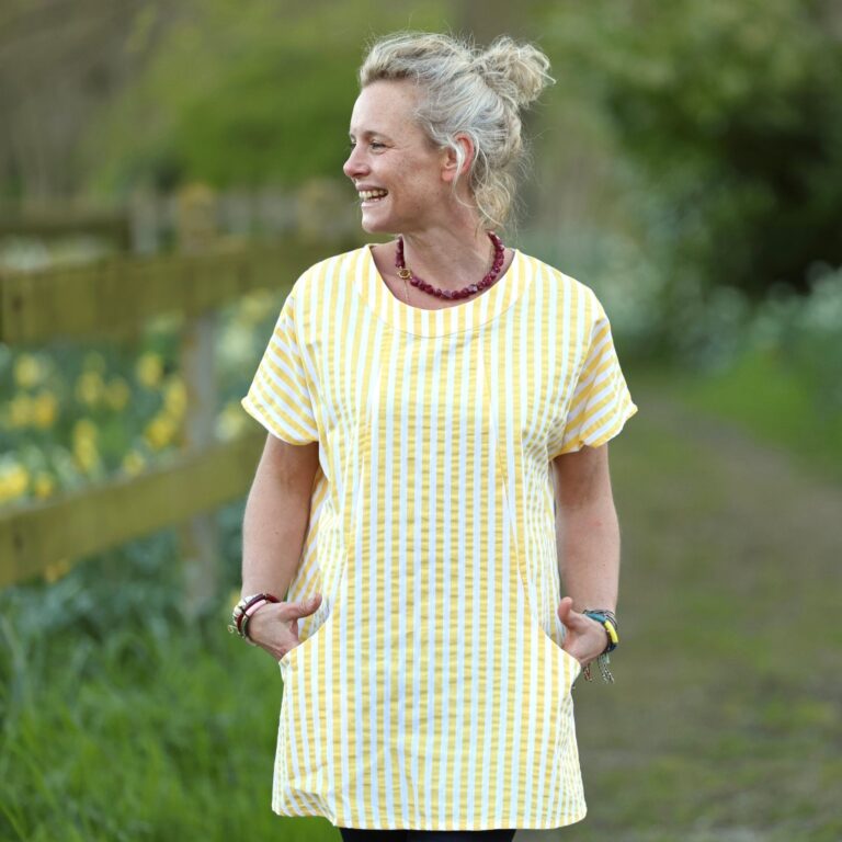 Quintessence - Tunique Elise - Coton rayures citron – XXXL