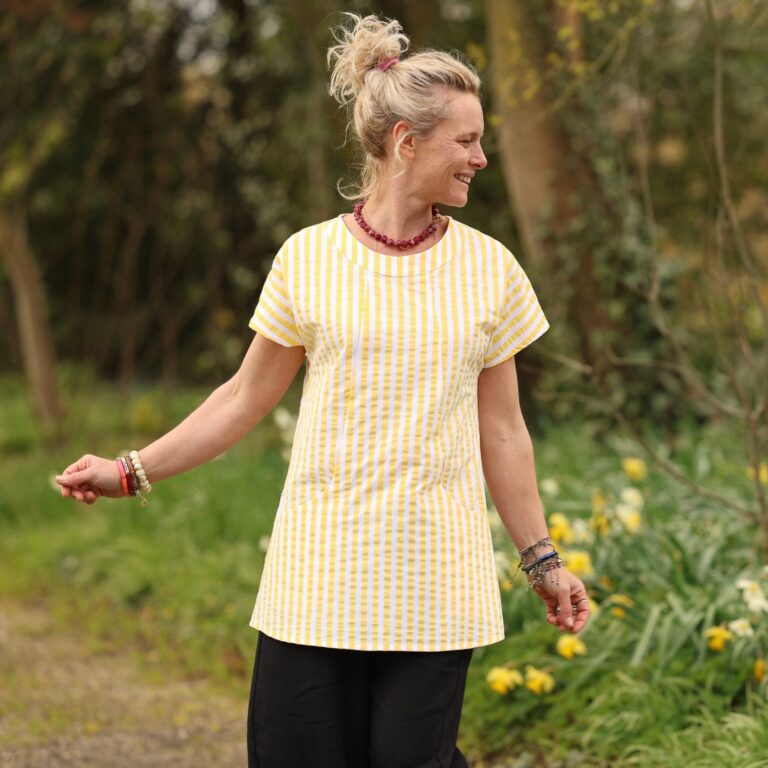 Quintessence - Tunique Elise - Coton rayures citron – XXXL