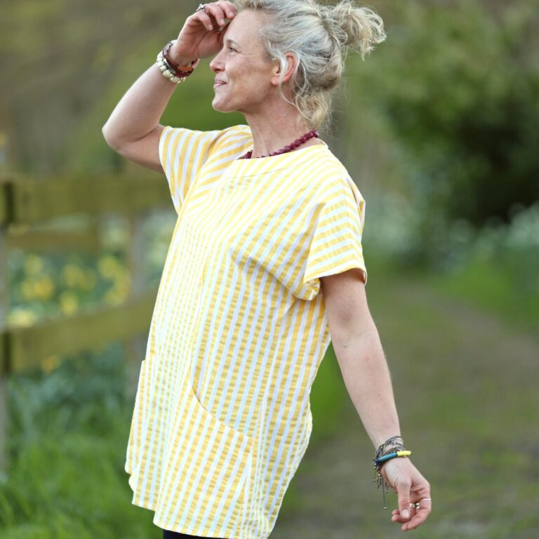 Quintessence - Tunique Elise - Coton rayures citron – XXXL