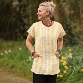 Tunique Elise – Coton rayures citron par la marque Quintessence Quintessence - Tunique Elise – Coton rayures citron