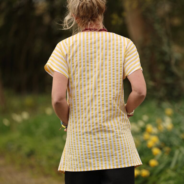 Quintessence - Tunique Elise - Coton rayures citron – XXXL