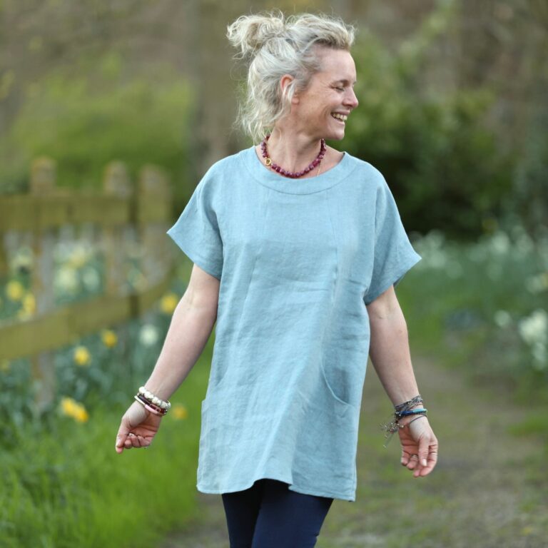 Quintessence - Tunique Elise – Lin Bleu doux grisé – XXXL