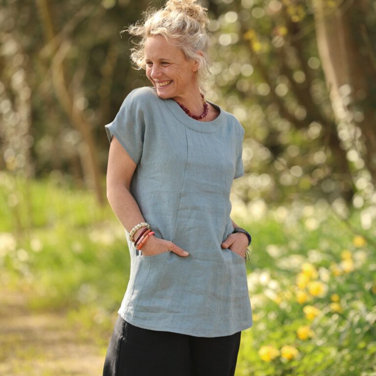 Quintessence - Tunique Elise – Lin Bleu doux grisé – XXXL