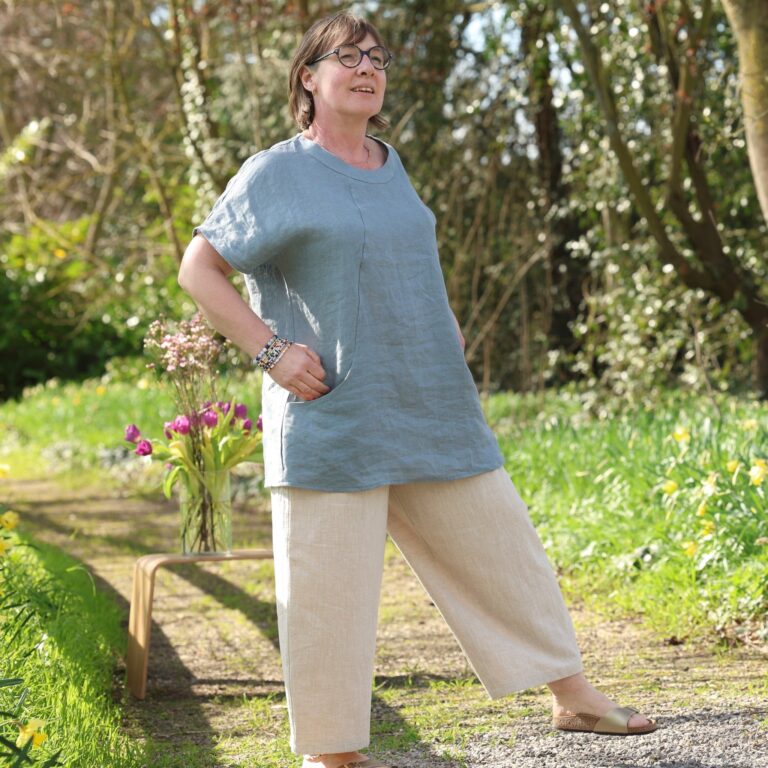 Quintessence - Tunique Elise – Lin Bleu doux grisé – XXXL