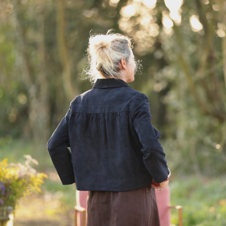 Meta SS25 - Veste Aïda - Cuir suédé bleu marine – XL