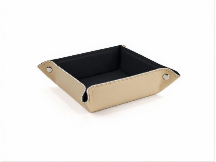 vide poche carre en cuir beige vp502 Lavoisier Maroquinier - Vide poche carré en cuir beige - VP502