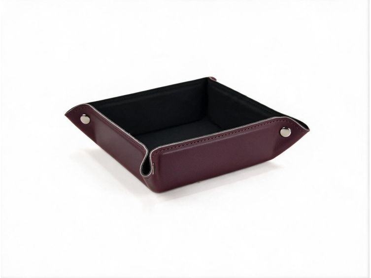 vide poche carre en cuir bordeaux vp502 Lavoisier Maroquinier - Vide poche carré en cuir bordeaux - VP502