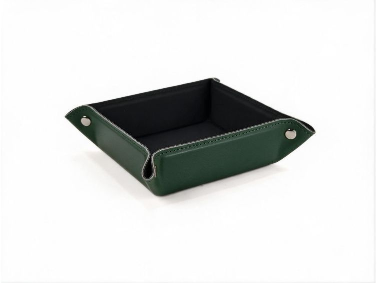 vide poche carre en cuir vert vp502 Lavoisier Maroquinier - Vide poche carré en cuir vert - VP502