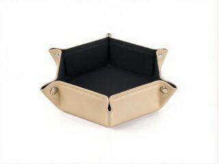 LAVOISIER Maroquinier - Petit vide poche hexagonal en cuir beige – VP504