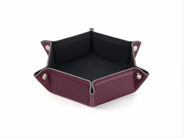 vide poche hexagonal en cuir bordeaux vp504 Lavoisier Maroquinier - Petit vide poche hexagonal en cuir bordeaux - VP504