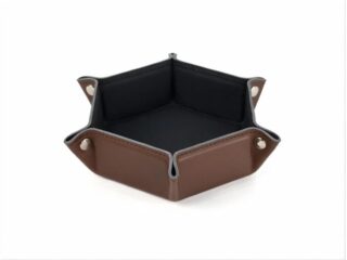 Petit vide poche hexagonal en cuir marron – VP504 par la marque LAVOISIER Maroquinier LAVOISIER Maroquinier - Petit vide poche hexagonal en cuir marron – VP504