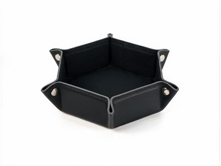 vide poche hexagonal en cuir noir vp504 Lavoisier Maroquinier - Petit vide poche hexagonal en cuir noir - VP504