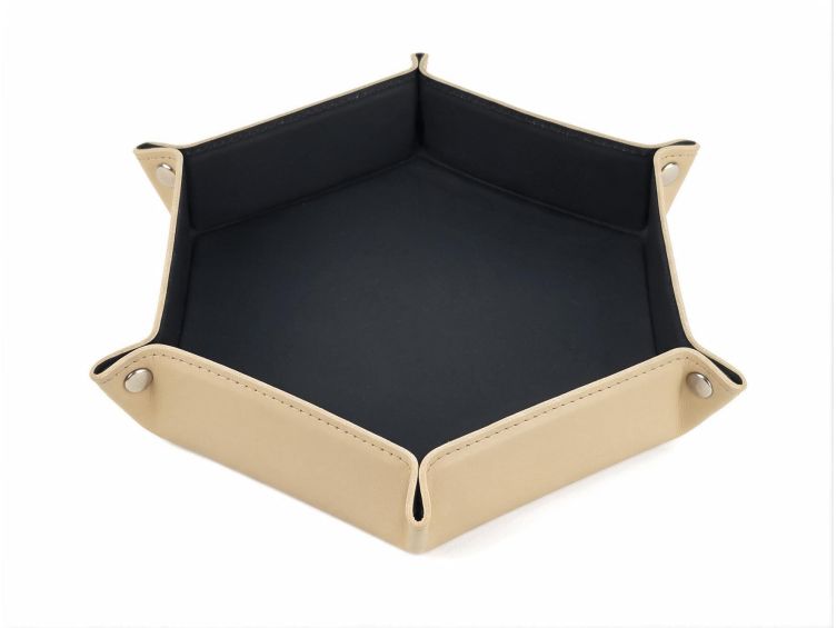 vide poche hexagonal xl en cuir beige vp506 Lavoisier Maroquinier - Grand vide poche hexagonal en cuir beige - VP506