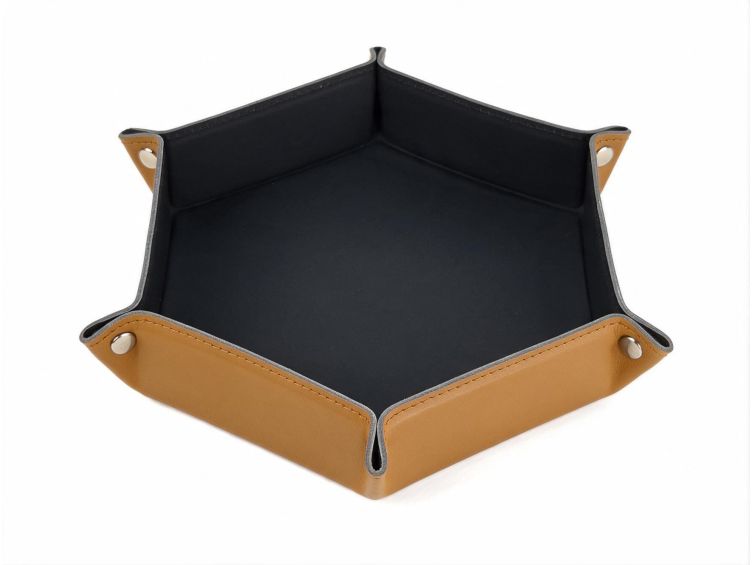 vide poche hexagonal xl en cuir gold vp506 Lavoisier Maroquinier - Grand vide poche hexagonal en cuir gold - VP506