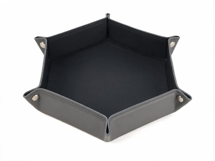 vide poche hexagonal xl en cuir gris vp506 Lavoisier Maroquinier - Grand vide poche hexagonal en cuir gris - VP506