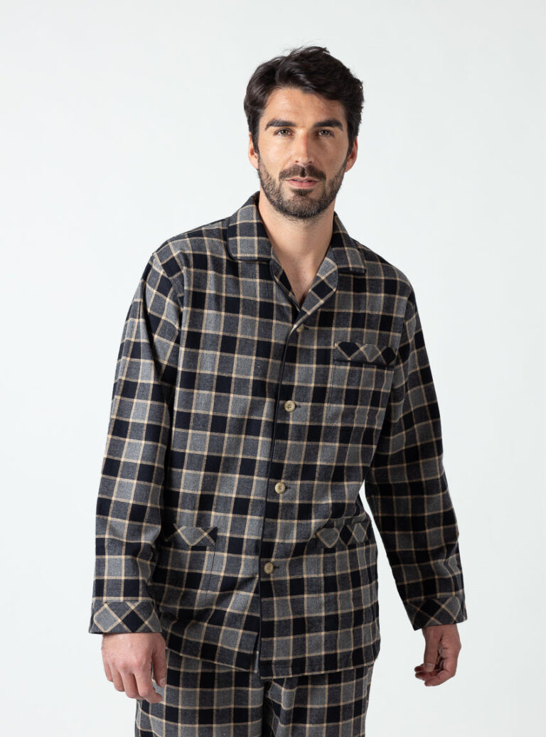 Maison Solfin - Pyjama homme coton carreaux gris noir – 6