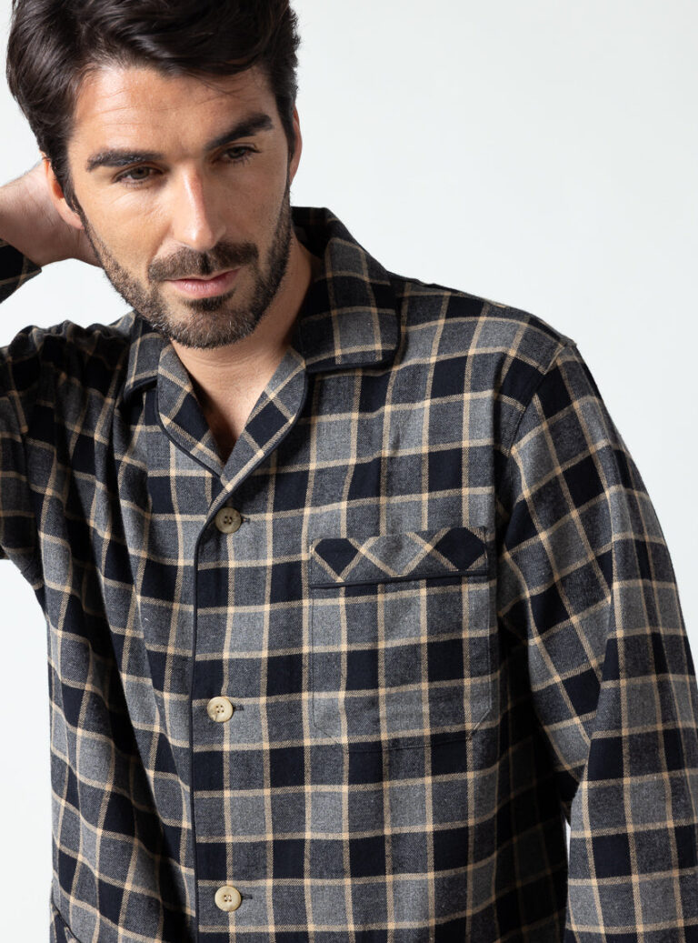 Maison Solfin - Pyjama homme coton carreaux gris noir – 6