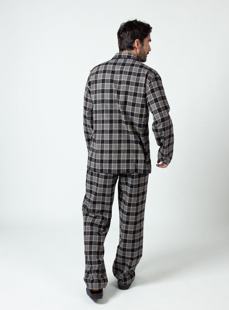 Maison Solfin - Pyjama homme coton carreaux gris noir – 6