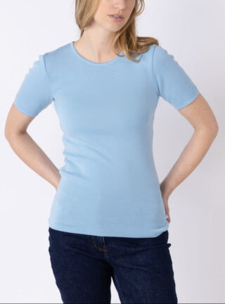 Tee-shirt thermique femme en laine merinos bleu glacier par la marque MAISON SOLFIN MAISON SOLFIN - Tee-shirt thermique femme en laine merinos bleu glacier